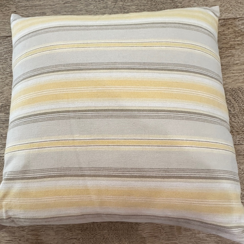 Pottery Barn Belmont Stripe Maize Pillow Cover and Insert Linen Cotton